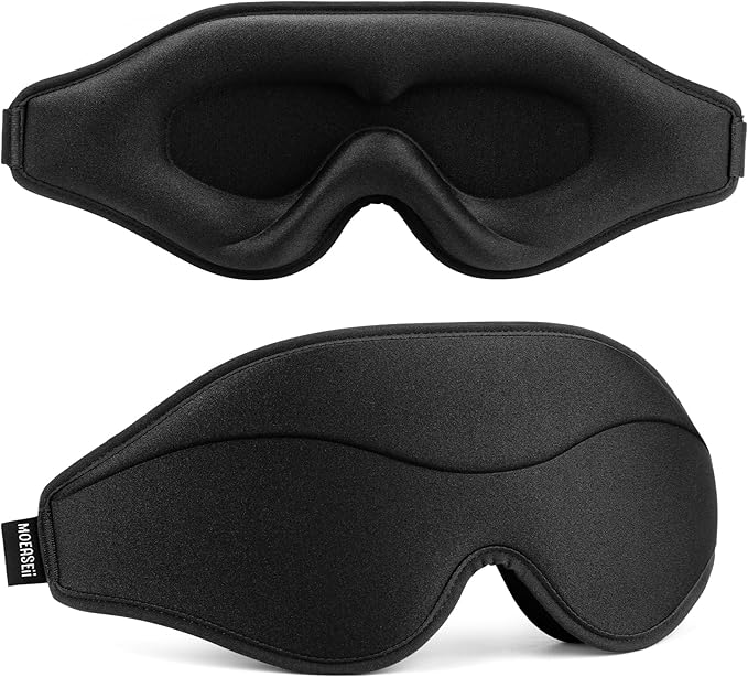 Sleep Mask - Total Blackout 3D Sleeping Mask, Super Lightweight & Silky Soft Eye Mask for Sleeping, Fully Adjustable Fit for Home, Office, Traveling, Meditation, Yoga, Black - Bloomnest