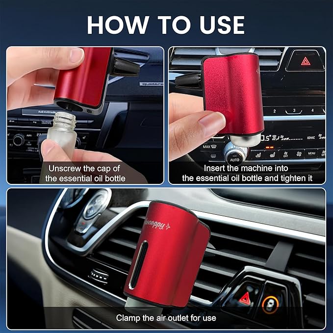 Car Air Freshener Diffuser,Smart Car Aroma Diffuser Air Freshener Spray Automatic with 10PCS Cologne Aromatherapy Oil (red) - Bloomnest