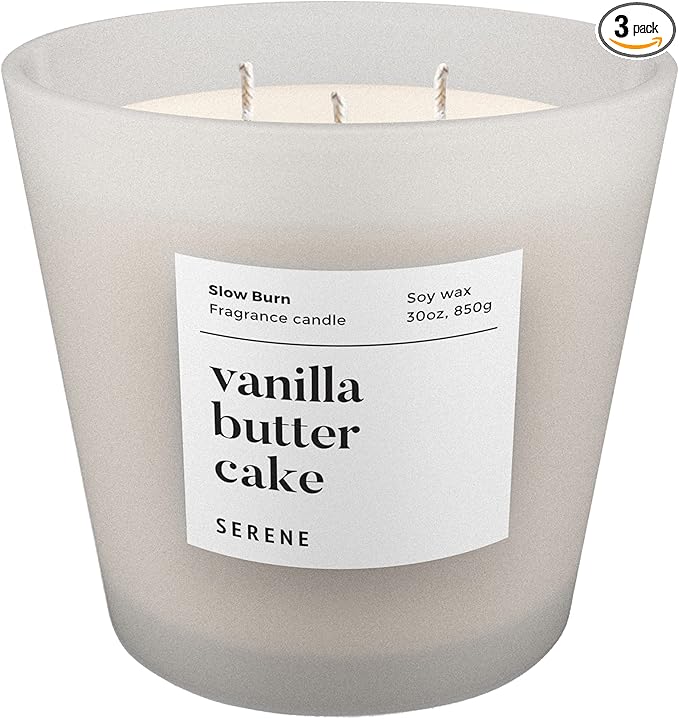 Candles for Home Scented, Big Candles Vanilla Butter Cake Scented, 30oz Natural Soy Wax, 3 Wicks Huge Candle, 100h Long Lasting,Non Toxic,Clean Burn Aromatherapy Candle for Home Fragrance - Bloomnest