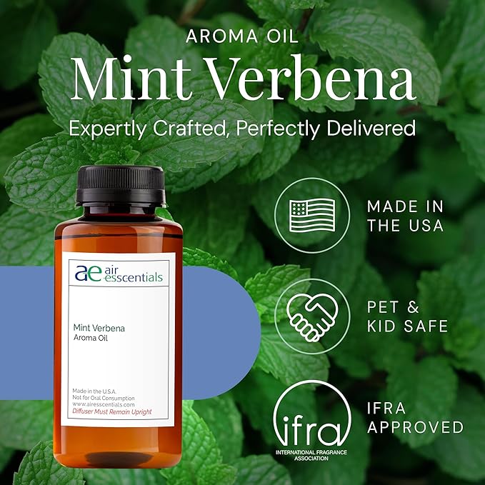 Mint Verbena Aroma Oil, Essential Oils Blend for Diffusers & Scent Machines, Citrus Charm & Minty Undertones, Aromatherapy, Cold Air Diffuser Compatible, 300 mL - Bloomnest
