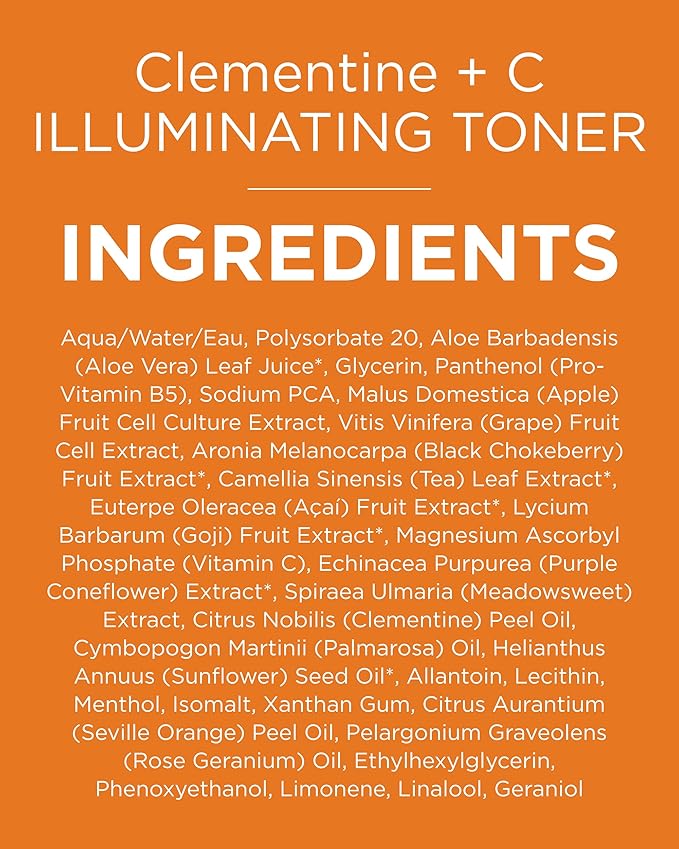 Andalou Naturals Illuminating Facial Toner Clementine + Vitamin C - Hydrating Face Mist Toner to Balance & Refresh Skin - with Fruit Stem Cell Complex Plus Aloe Vera - 6 fl oz - Bloomnest