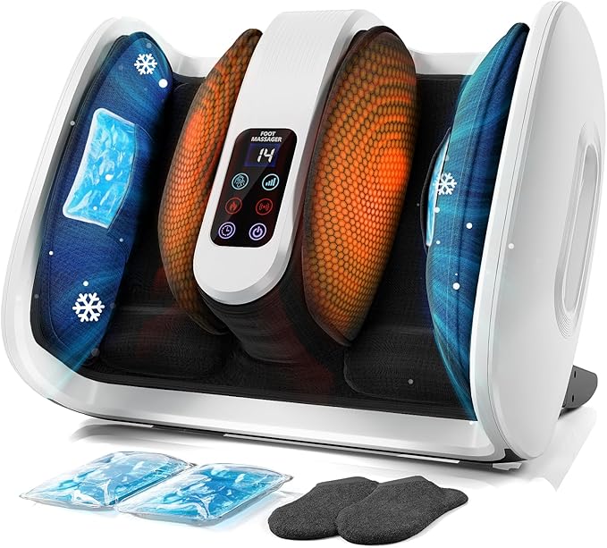 SUMELL Foot Massager with Heat & Ice Therapy - FSA HSA Eligible, Shiatsu Foot Massager with Compression, Deep Kneading for Plantar Fasciitis, Neuropathy, Circulation, Pain Relief, Father's Day Gift