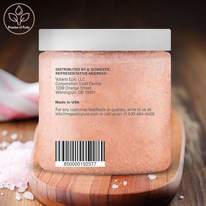 MAJESTIC PURE Himalayan Salt Body Scrub with Lychee Oil, Exfoliating Salt Scrub to Exfoliate & Moisturize Skin, Deep Cleansing - 10 oz - Bloomnest