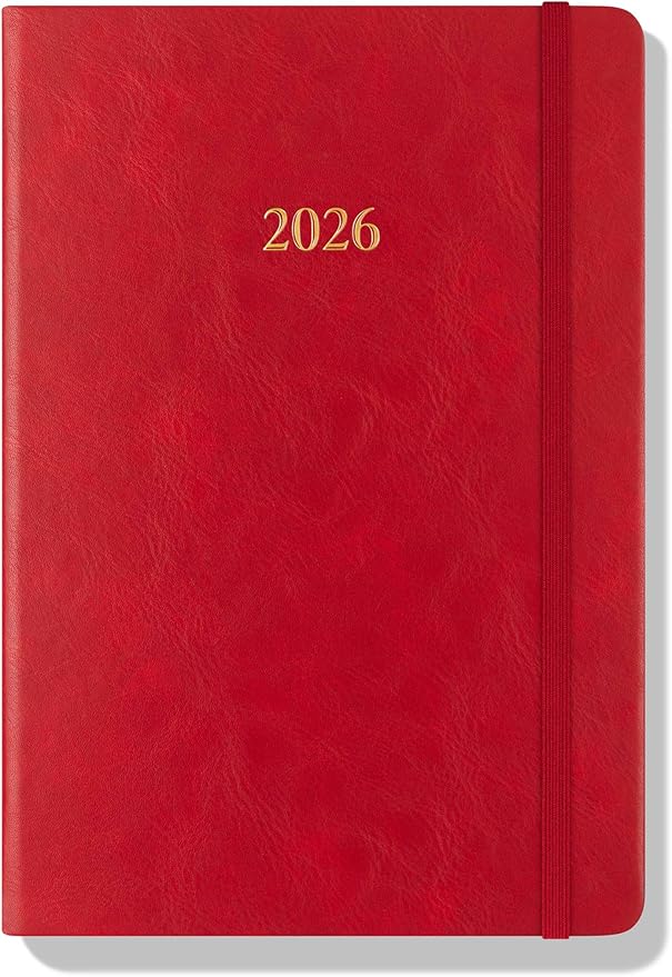 Wykeham's Executive 2026 Daily Journal Planner – US Public Holidays & Format – Customization Available (Crimson, 8.5"×5.5") - Bloomnest