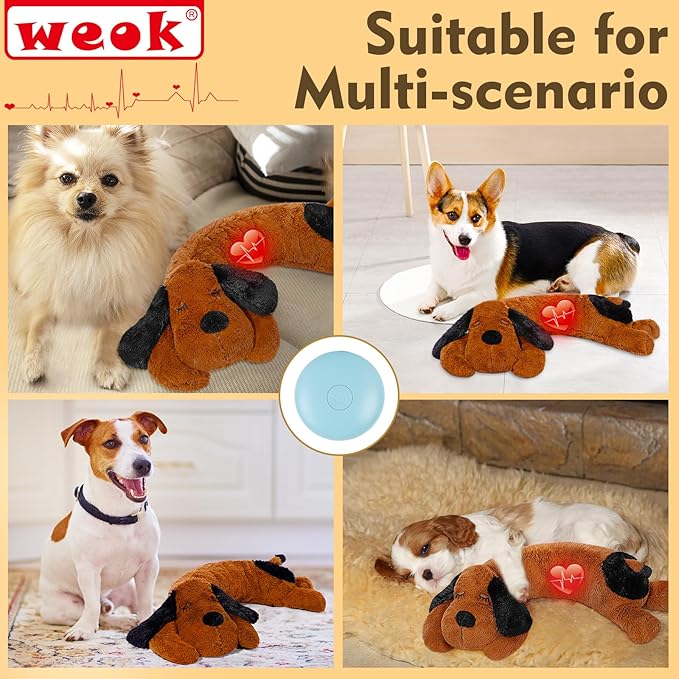 Puppy Heartbeat Toy for Separation Anxiety Relief, Heartbeat Stuffed Animal Anxiety Calming Behavioral Aid Plush Toy for Dogs Cats Pets - Bloomnest