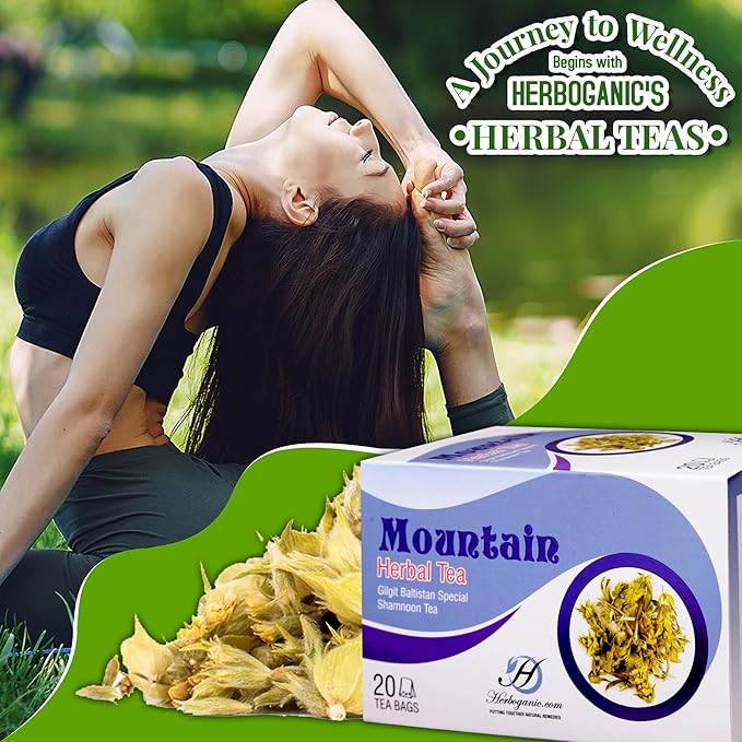 HERBOGANIC Mountain Herbal Tea - Digestion Support and Immune Boost | Refreshing and Delicious Blend | Natural Ingredients | 20 Tea Bags - Bloomnest