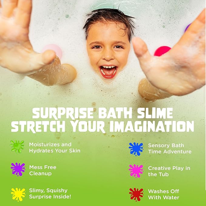 Bubble Bombs for Kids with Surprise Bath Slime Inside (6 Pack) - Colorful Sensory Toys Inside for Boys & Girls – Fizzes, Foams & Bubbles, Fruity Scents, Made in USA by Two Sisters - Bloomnest
