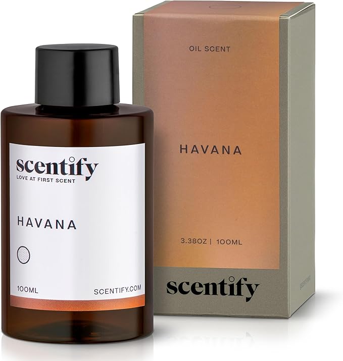 Scentify Havana Aroma Oil Refill Scent for Oil Diffusers - Oak Moss, Rum, Paprika, Mahogany Scents - Luxurious Relaxing Aromatherapy Diffuser Fragrance 100ml, 3.38 oz Scentify