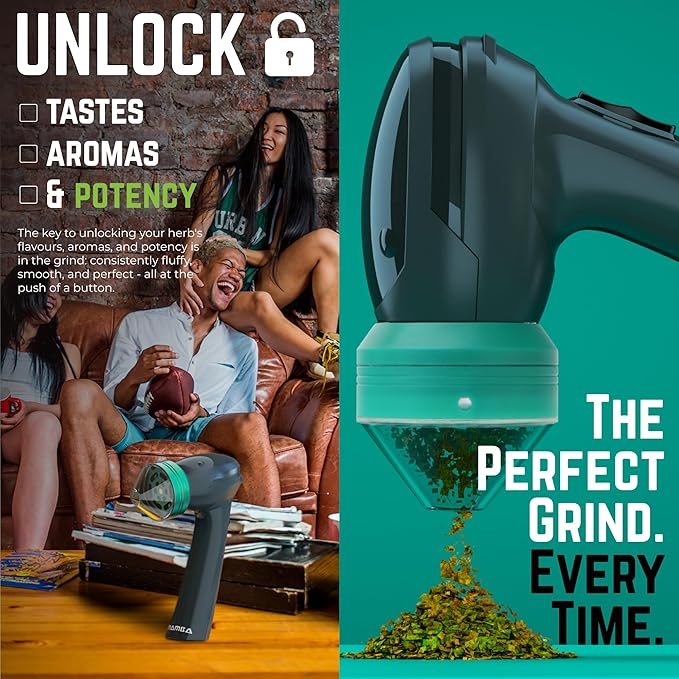 Mamba Lite 0.75g Green All-Plastic Head USB Electric Herb Grinder. Small Portable Herbal Machine & Spice Mill for the Kitchen - Bloomnest