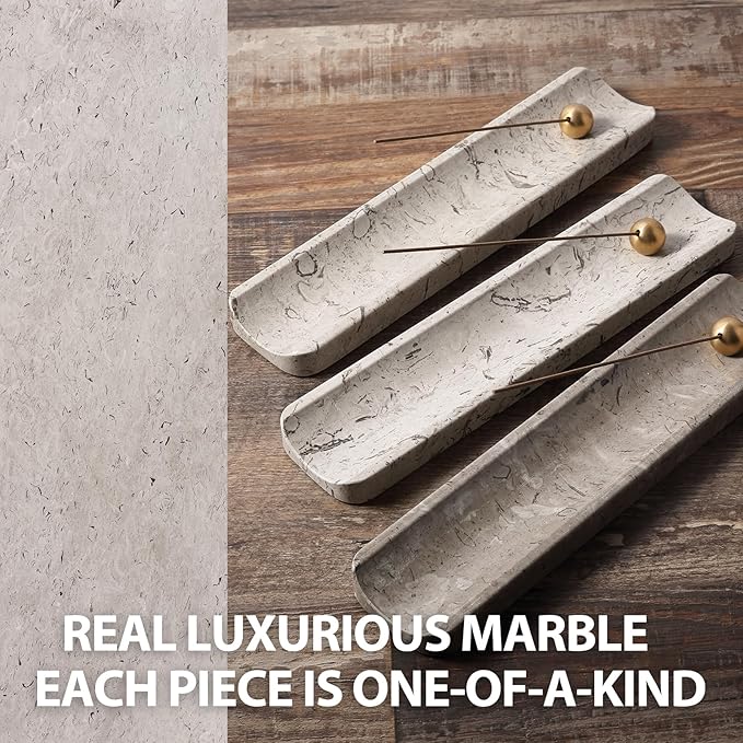 Koville Luxury Natural Marble Incense Holder, Incense Holders for Sticks, Incense Burner Holder, Ideal for Meditation and Relaxing, Easy to Clean - Bloomnest