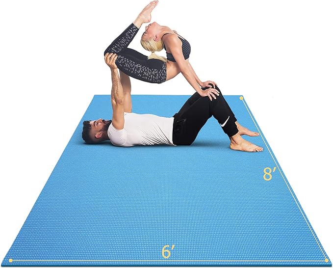GXMMAT Large Yoga Mat 12'x6'/10'x6'/6'x8'(7mm), Extra Thick Workout Mats for Home Gym Flooring, Ultra Comfortable Non-Slip Quick Resilient Barefoot Wide Exercise Mat for Pilates, Stretching,Meditation - Bloomnest