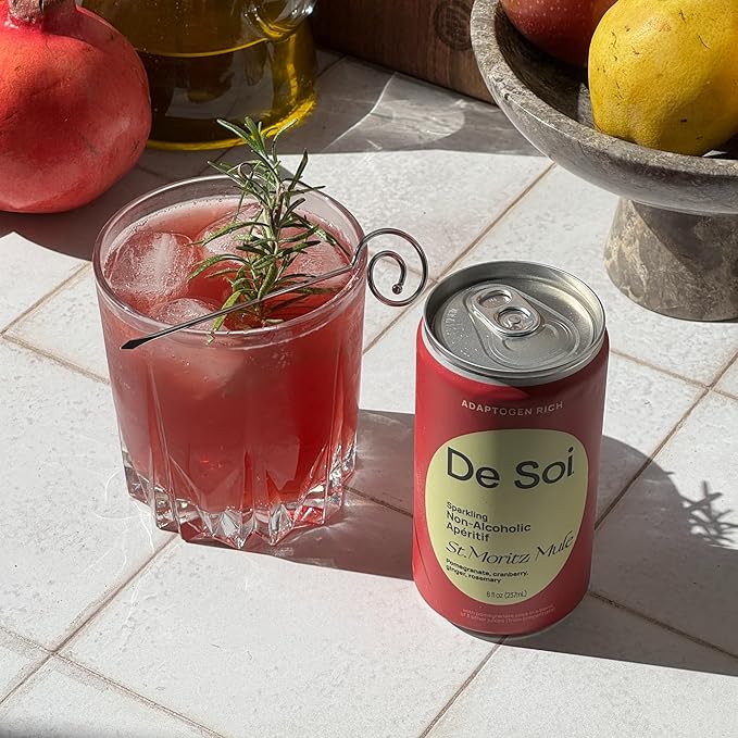 De Soi St. Moritz Mule Mocktails NA Drinks 8 fl oz (12-pack) - Adaptogen Drink, Sparkling Drink with Calming Botanicals, Mocktail Drinks, Gluten Free, No Artificial Flavors - Bloomnest