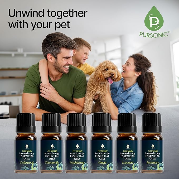 PURSONIC Pet Friendly Aromatherapy Essential Oils Collection, 6-Count - Safe for Dogs and Cats, Natural Relaxation and Stress Relief - Bloomnest