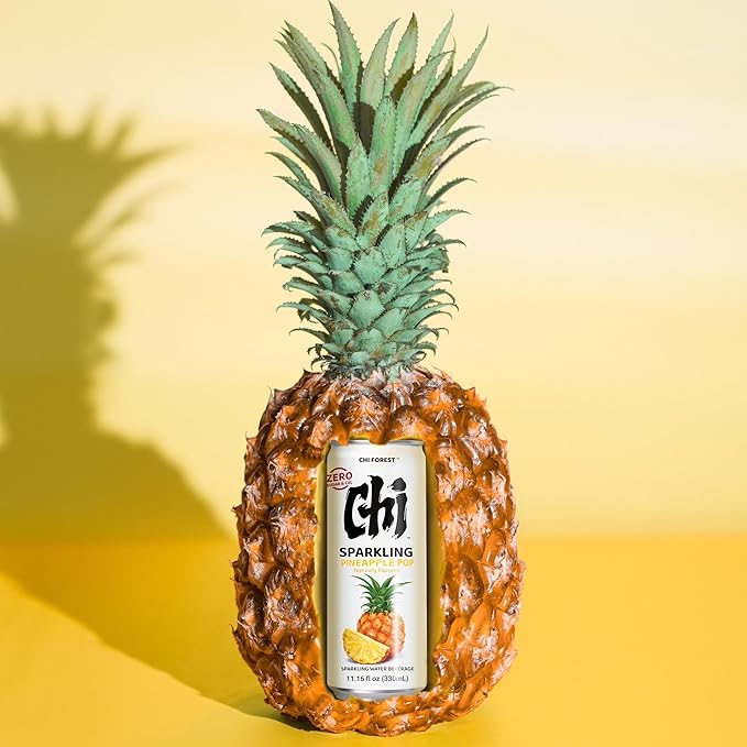CHI FOREST Pineapple Sparkling Water Beverage, Zero Sugar Drinks, Zero Artificial Flavor, 11.16 fl oz Cans (Pack of 24) - Bloomnest