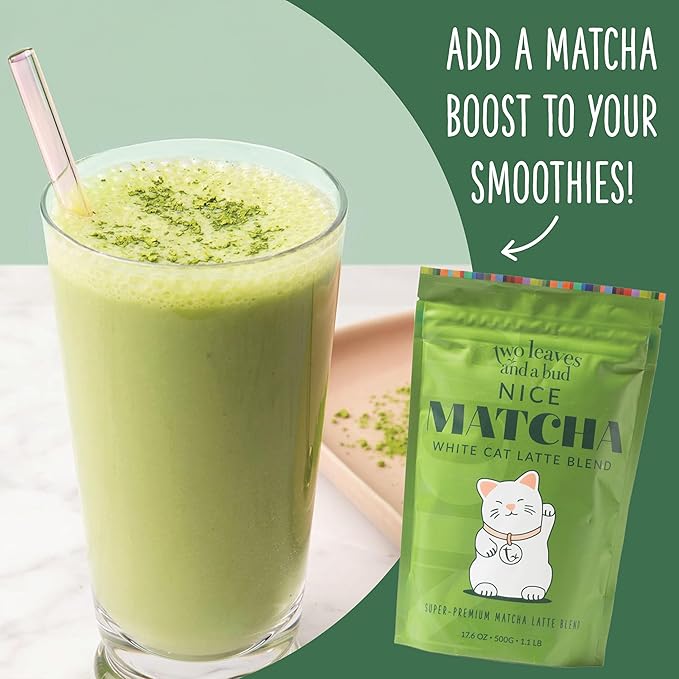 Two Leaves and a Bud Nice Matcha Latte Blend (36 Servings), Japanese Matcha Green Tea Powder, 1 Resealable Bag, 1.1lb (500g) - Bloomnest