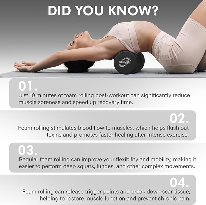 Invincible Fitness 17'' EPP Foam Roller for Deep Tissue Massage – Enhance Recovery, Relieve Pain, and Boost Mobility for a Stronger, Healthier You (Black) - Bloomnest