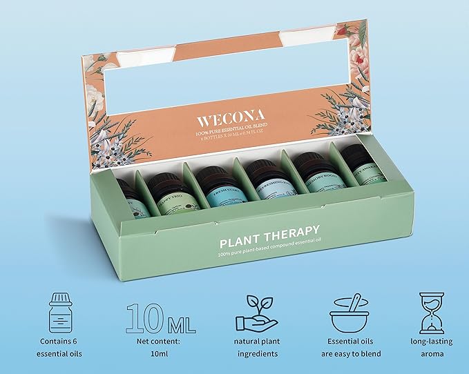 Focus Essential Oil Set – 6x10ml Essential Oils for Diffusers Aromatherapy, Aromatherapy Oil Blends – Huile Essentielle Pour Diffuseur, Fragrance Oils for Candle Making WECONA-NaturalRemedies