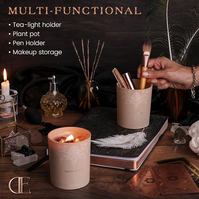 Luxury Crystal Candle for Women - Velvet Rose & Patchouli Scented Aromatherapy Candle - Manifestation Candle with Strawberry and Clear Quartz Crystals -7.4oz Natural Coconut, Soy Wax Wood Wick Candles - Bloomnest