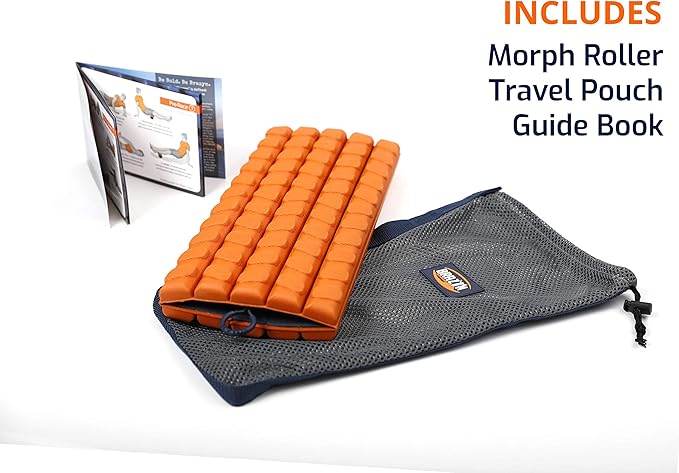 Brazyn Morph Foam Roller (Alpha-Orange): Collapsible Travel Foam Roller for Pain Relief, Workout Muscle Recovery, Back Massager, Deep Tissue Leg Massage, Back Cracker, Stretcher; Small, Portable