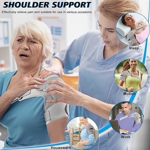 Compression Recovery Shoulder Brace Immobilizer for Torn Rotator Cuff,AC Joint Pain Relief,Dislocation,Arm Stability,Injuries,Tears,Adjustable Fit Supports for Men&Women(Gray, Large) - Bloomnest
