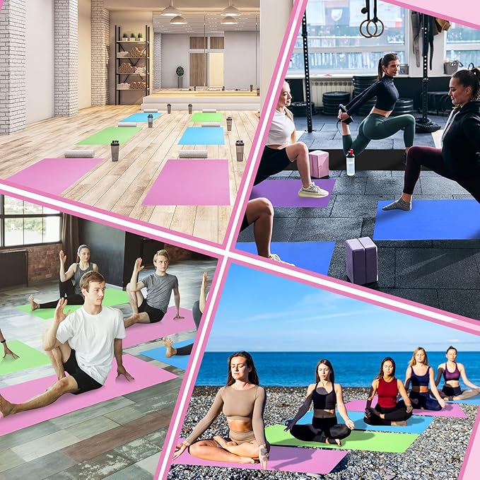 Amylove 12 Pieces Yoga Mats Bulk 68x24x0.12 Inch Exercise Non Slip Fitness Workout Mats for Women Men Home Workout Gym Yoga - Bloomnest