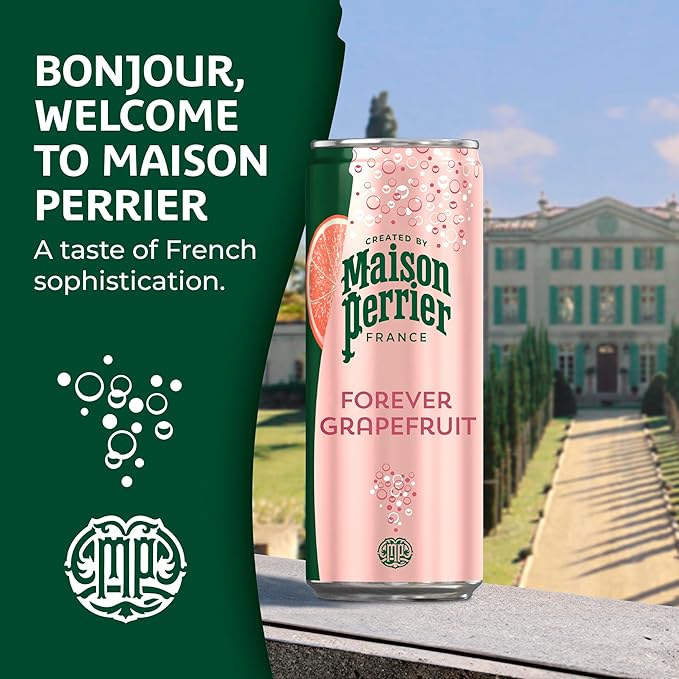 Maison Perrier Forever Grapefruit Flavored Sparkling Water, 11.15 Fl Oz Cans, 8 Count, 3 Pack - Bloomnest