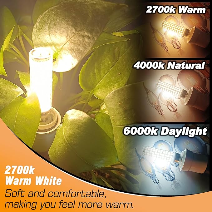 E12 100 Watt Equivalent LED Chandelier Bulbs 10W 2700K Warm White 1200lm 120V C7 T6 E12 LED Candle Light Bulb for Pendant Lighting Candelabra Ceiling Fan Corn Light Bulbs, Non-dimmable, 4 Pack - Bloomnest