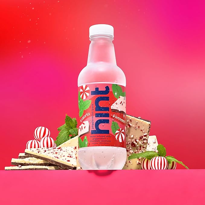 Hint Fruit-Infused Bottled Water, Peppermint Bark- Sugar Free Flavored Water with Zero Calories, Naturally Flavored, and No Artificial Sweeteners - 16 Fl Oz (Pack of 12) - Bloomnest