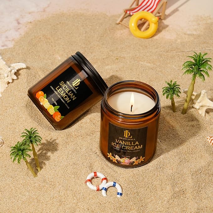 Sicilian Lemon Candles, 7oz Sicilian Lemon Scented Candle, Natural Soy Candles for Home Scented, Long Lasting with 50 Hour Burn Time, Gifts for Men Women - Bloomnest