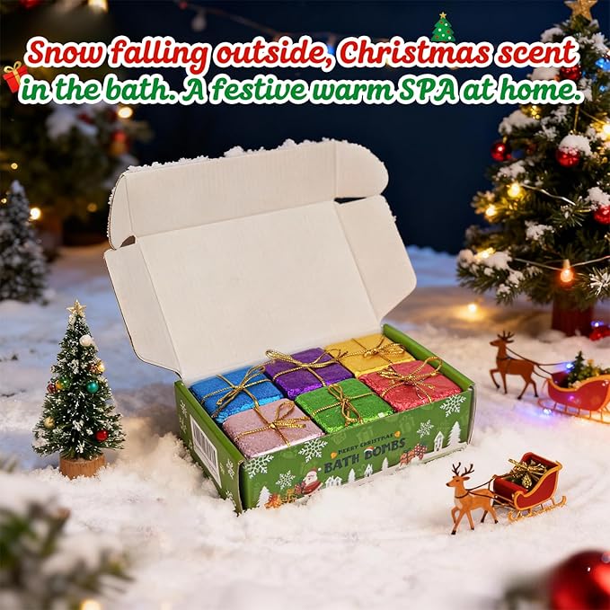 Christmas Bath Bombs with Surprise Toys Inside: 6 Pack Handmade Gifts Bath Bomb Set for Women Relaxing Bubble Bathbombs Scented Gift Stocking Stuffers Holiday Birthday for Men Kids Girls Girlfriend - Bloomnest