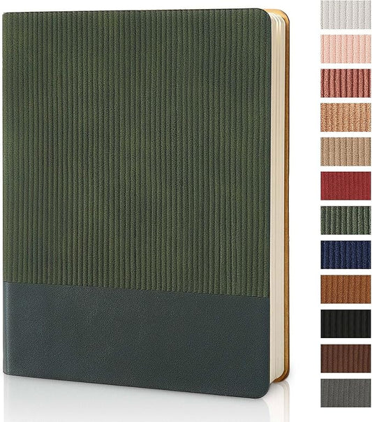 Lined Journal Notebook for Work College Ruled Note Book 7.2"x9.6" B5 PU Leather Daily Journaling 160 Pages for Women Men Writing Home School Supplies Business (Dark Green) - Bloomnest