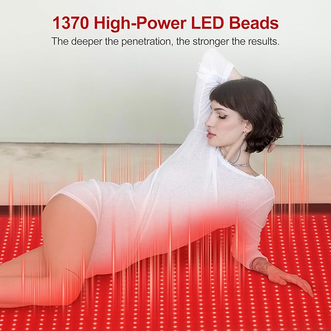 Full Body Red Light Therapy Mat, Large Size Red Light Therapy for Body 660 & 850nm Dual Wavelength Red Light Blanket, Birthday Christmas Gifts for Women Men Mom Dad Father Lover Active Black