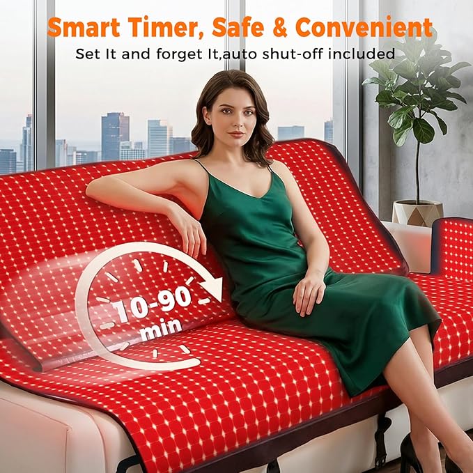Full Body Red Light Therapy Mat, Large Size Red Light Therapy for Body 660 & 850nm Dual Wavelength Red Light Blanket, Birthday Christmas Gifts for Women Men Mom Dad Father Lover Black fyovuv