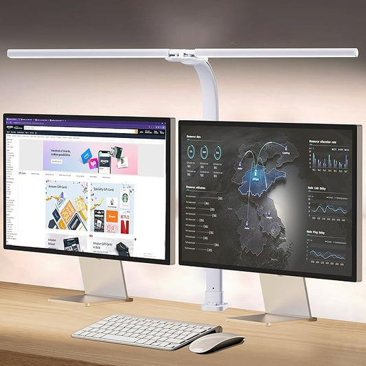 Led Desk Lamp for Home Office,24W Bright Eye-Caring Desk Light with Clamp,5 brightness and 5 temperatures Dimmable Workbench Task Light, Adjustable Gooseneck Table Lamp for Monitor Study(white) - Bloomnest
