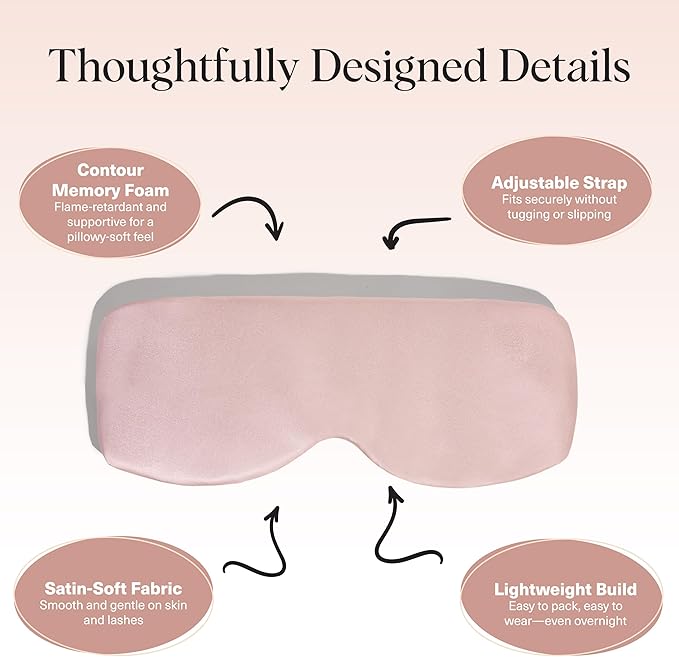 Kitsch Contour Pillow Eye Mask – Softer Than Silk Eye Mask for Sleeping, Blindfold Sleep Masks for Women & Men, No Eye Pressure, Lightweight, Eye Care, Travel Essentials - Blush - Bloomnest