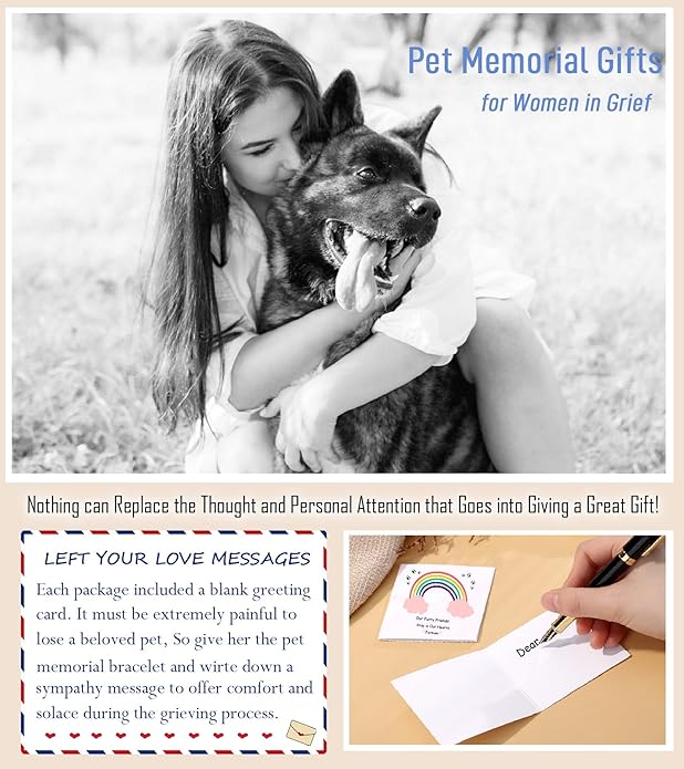 TONY & SANDY Dog Memorial Gifts, Pet Sympathy Rainbow Bridge Pet Memorial Bracelet for Men Women Girls Who Loss of Beloved Dog Cat - Bloomnest