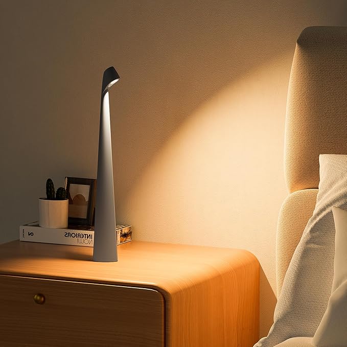 Table Lamps Cordless Rechargeable Battery Light, LED Desk Lamps Outdoor Portable Touch Lamps, Operated Wireless Portable Lamp. (Grey) - Bloomnest