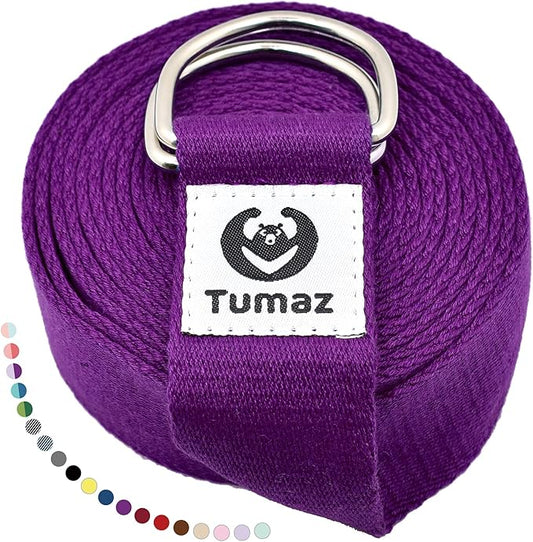 Tumaz Yoga Strap/Stretch Bands [15+ Colors, 6/8/10 Feet Options] with Extra Safe Adjustable D-Ring Buckle, Durable and Comfy Delicate Texture - Best for Daily Stretching, Physical Therapy, Fitness - Bloomnest