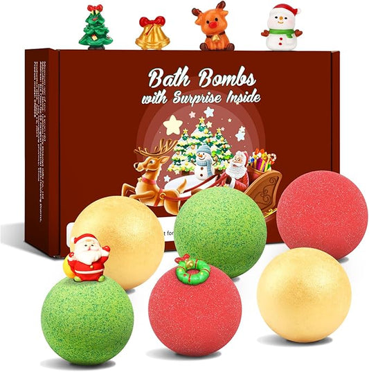 Christmas Bath Bombs for Kids with Surprise Toys Inside, 2025 Christmas Stocking Stuffers Gift for Kids, 6 Pack Bubble Bath Bomb for Boys Girls Toddlers - Bloomnest