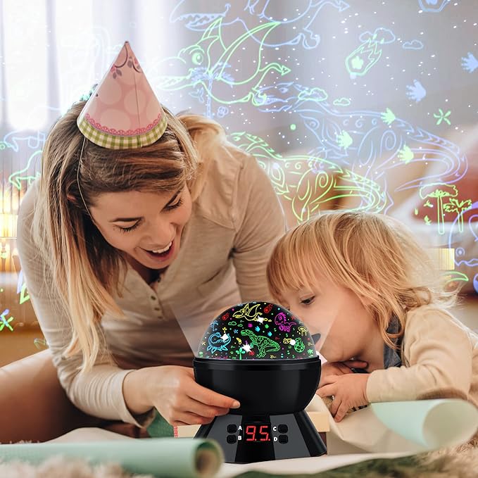 Dinosaur Night Light Projector for Kids Toys for Boys Room, 360 Degree Rotation with 17 Colors Dino Projection Light for Toddler Nightlight Lamp Birthday Gifts for Boys Bedroom Decor - Bloomnest