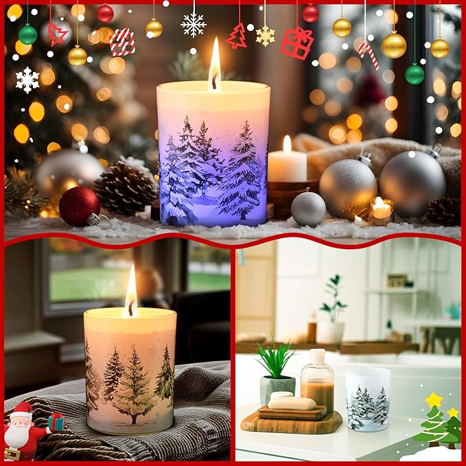 Merry Christmas Candle Jars, LED Xmas Scented Candles Can Change Into Multiple Colors, 7.6oz Soy Wax Fir Holiday Candles for Winter Small Merry Christmas Gifts(Snow Forest) - Bloomnest