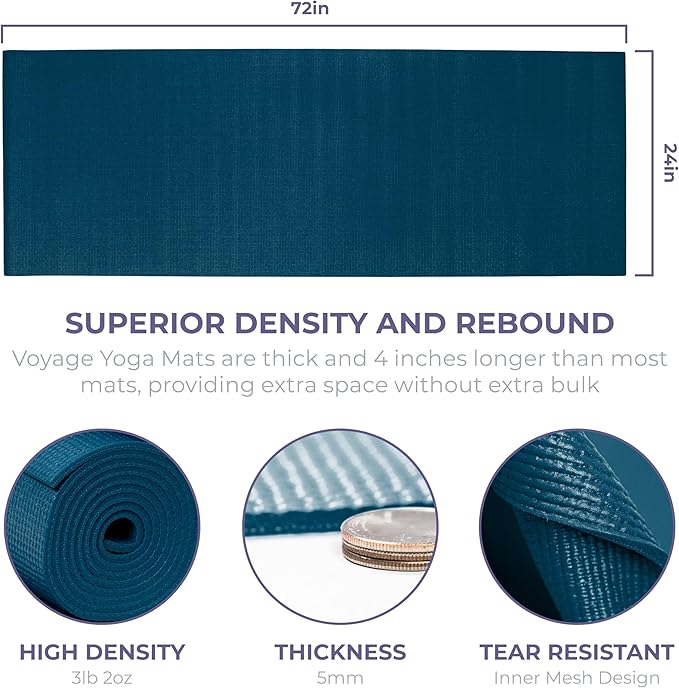 Sunshine Yoga Voyage Yoga Mat, 10 Pack, 72" x 24" Professional Studio and Gym Bulk Yoga Mats, 5mm Thick, Durable, Anti-Tear, Non Slip Fitness and Exercise Mats - Bloomnest
