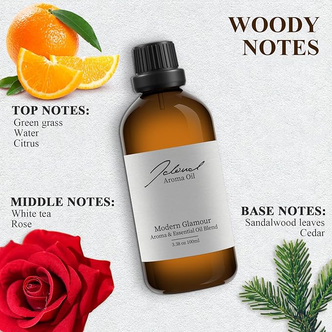 JCLOUD Modern Glamour Essential Oil - Inspired by W Hotel Scent - Pure Aromatherapy Diffuser Oil with Rose and Cedarwood, Home Luxury & Hotel Scents - 100mL JCLOUD