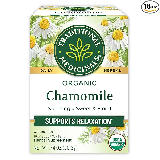 Traditional Medicinals Organic, Chamomile Tea - Supports Stress Relief and Relaxation - Kosher, Non-GMO, Caffeine-Free, Compostable - 16 Tea Bags - Bloomnest