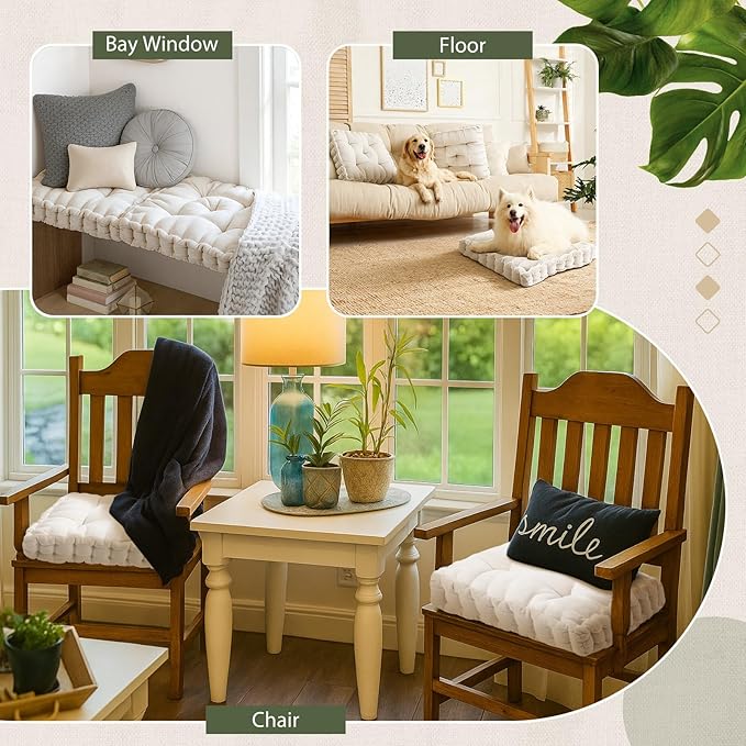 Jerify Floor Pillow Cushions 22 x 22 Inch Round Square Large Meditation Floor Pillow for Classroom Adult Meditation Picnic Party Cushion for Seating Gift Christmas(Ivory White) - Bloomnest