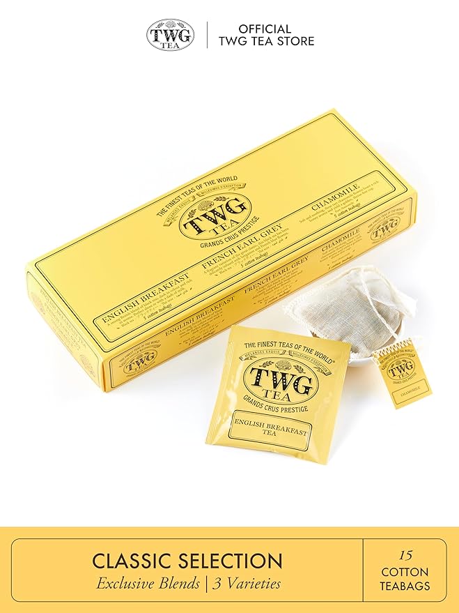 TWG Tea | Moon & Sky Selection | 3 Varieties | Exclusive Tea Blends | 15 Hand Sewn Cotton Teabags | Gift Set - Bloomnest