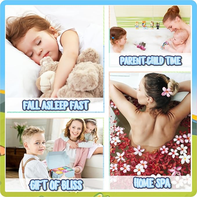 Bath Bombs for Kids: XXL Bath Bombs with Surprise Inside, Organic Bath Bombs Rich in Natural Essential Oils, Kids Bath Bombs Gift Set for Dry Skin Moisturize, Gifts Card for Kids (6 Pcs) - Bloomnest