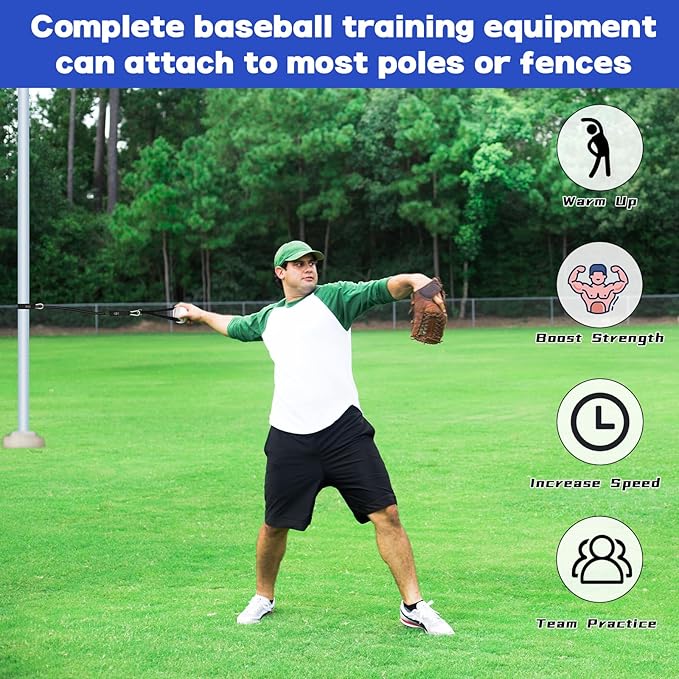 Baseball Resistance Trainer Coolrunner Exercise Bands, Training Aid for Baseball Softball Pitchers, Base Ball Stretching Bands with Interchangeable Grips to Build Arm Strength - Bloomnest