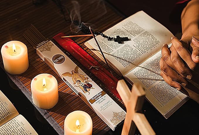 Prayer Incense Sticks - 120 Insence-Sticks (20 Insense x 6 Incents) Catholic Church Spiritual Incienso for Jesus Guardian Angel St Michael Archangel San Miguel Arcangel Judas Religious Gifts + Holder - Bloomnest