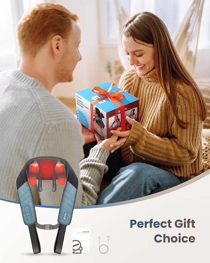 COMFIER FSA Eligible Shiatsu Neck Massager with Heat for Deep Tissue, Electric Shoulder and Back Massager for Pain Relief, Hands-Free Cordless 4D Kneading Massage, Gift for Women Men Mom Dad - Bloomnest